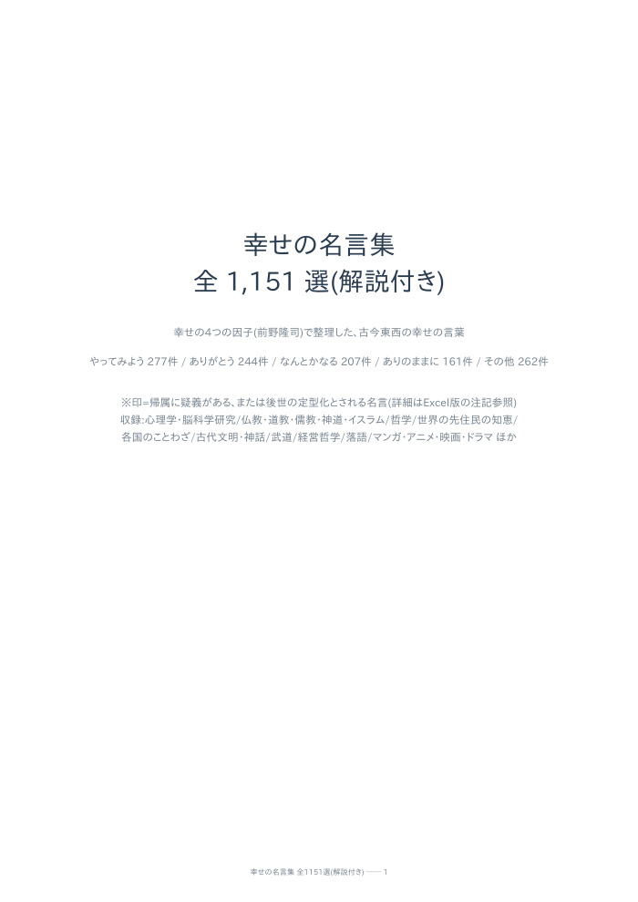 幸せの名言集 解説付きの表紙